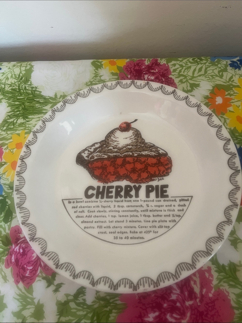 Cherry Pie Decorative Serving Plate - White and Red